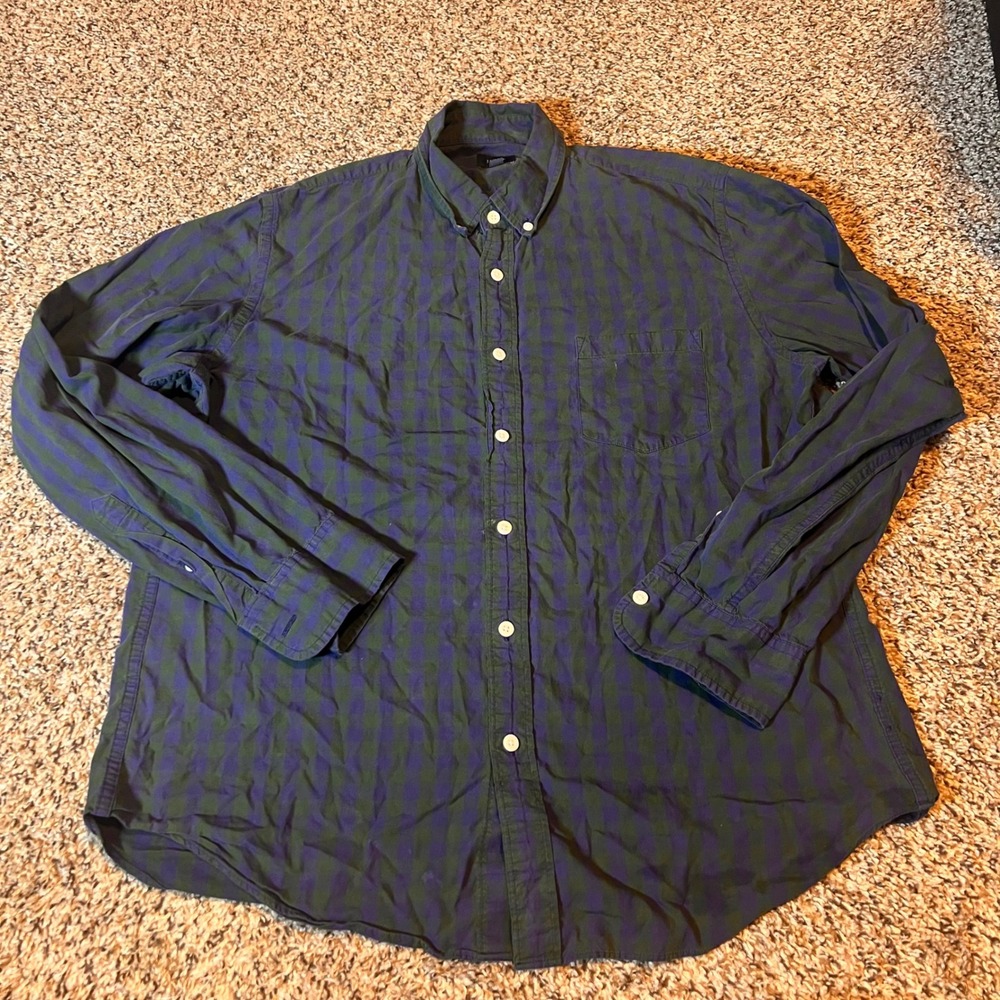 J. Crew Men's Long Sleeve‎ Plaid Button Down Shirt Size L Green Purple